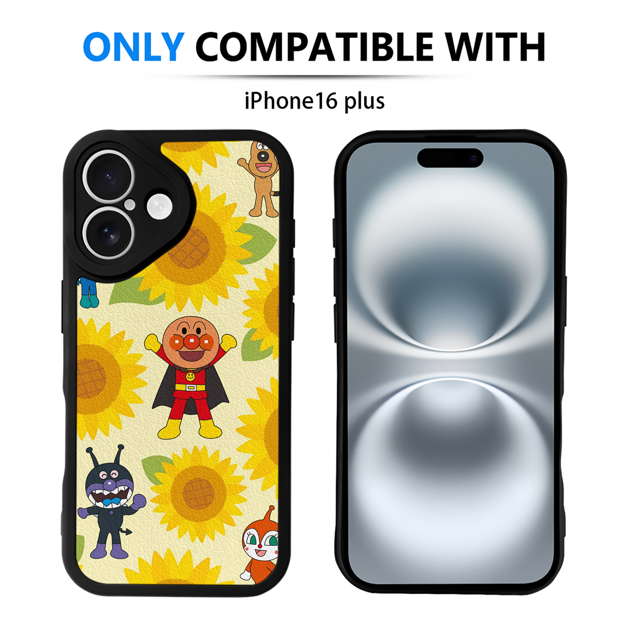 （画像用） アンパンマン Anpanman 【iPhone 16シリーズ対応】シリコンスマホケース（レザー調） 材質：シリコン